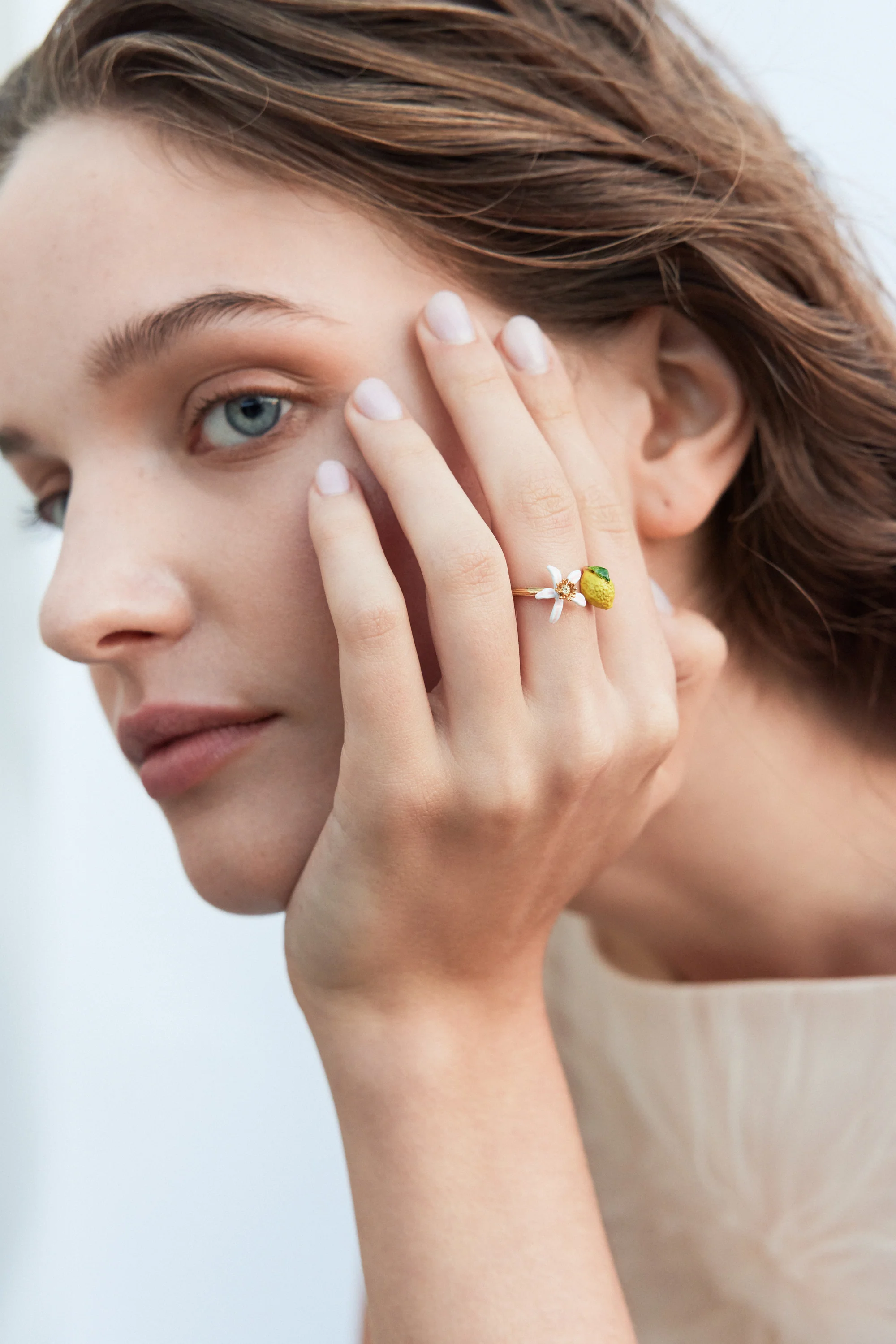 Bague ajustable citron et fleur de citronnier - Image 3