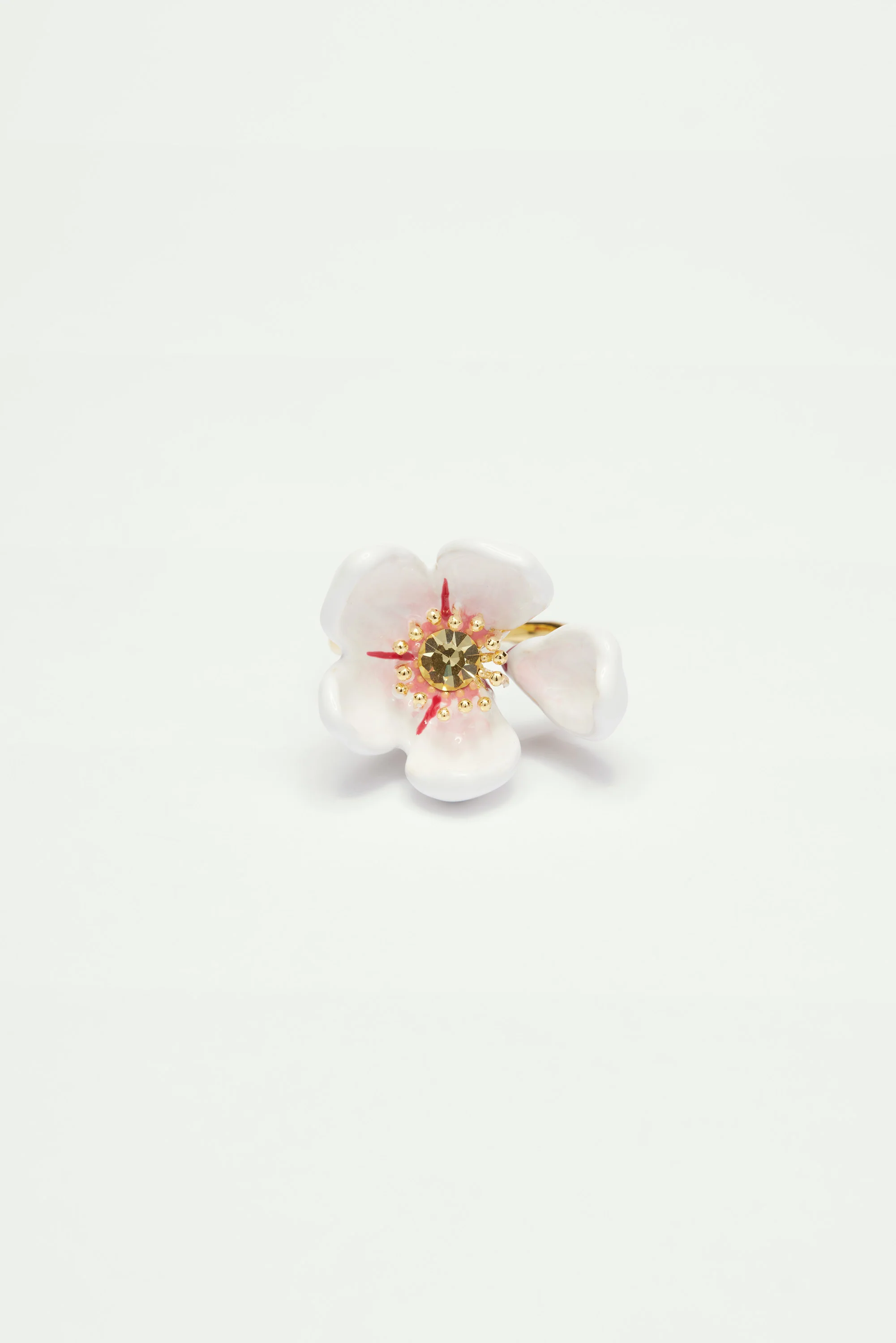 Bague ajustable fleur blanche du japon et pétale - Image 4