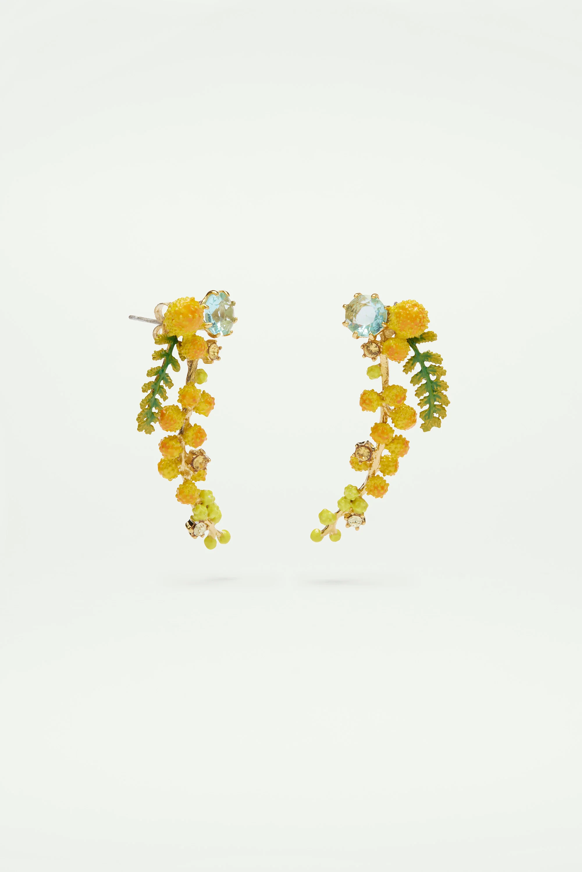 Boucles d'oreilles branche de mimosa et fougère - Image 3