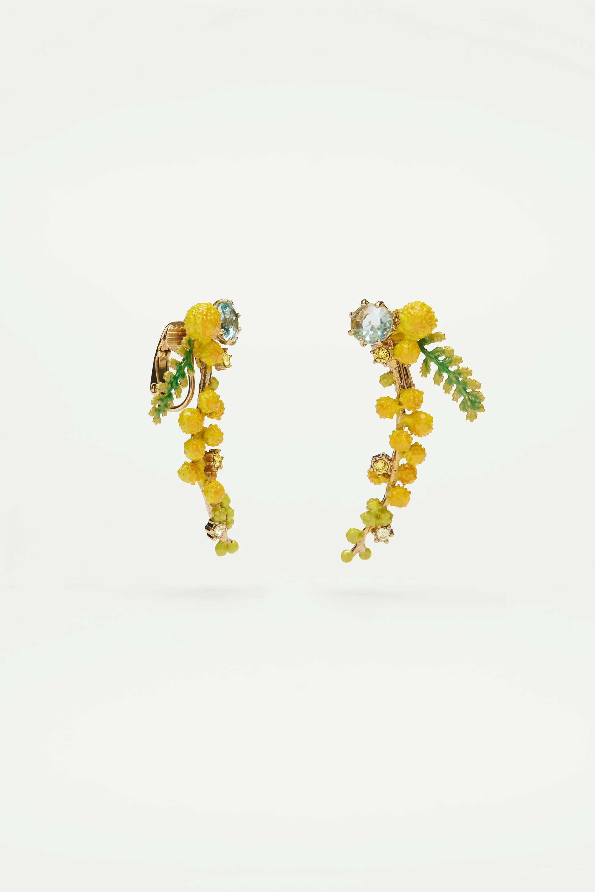 Boucles d'oreilles branche de mimosa et fougère - Image 4