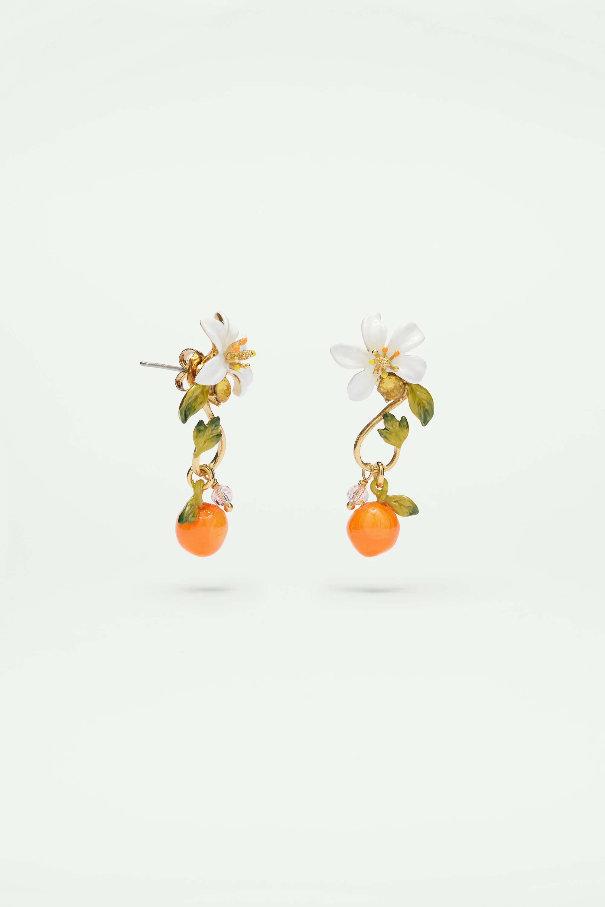Boucles d'oreilles effet baroque orange et fleur d'orange - Image 3
