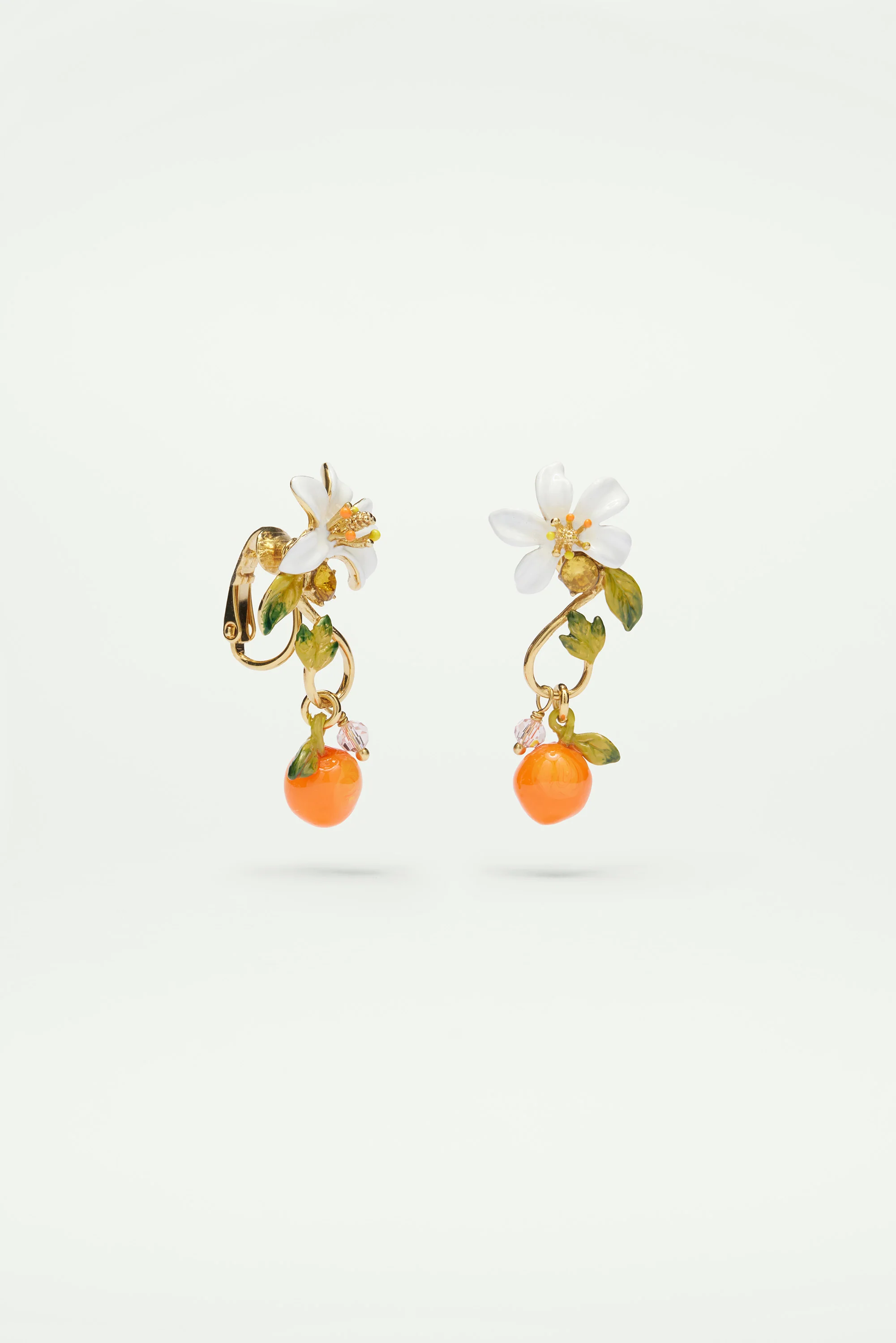 Boucles d'oreilles effet baroque orange et fleur d'orange - Image 4
