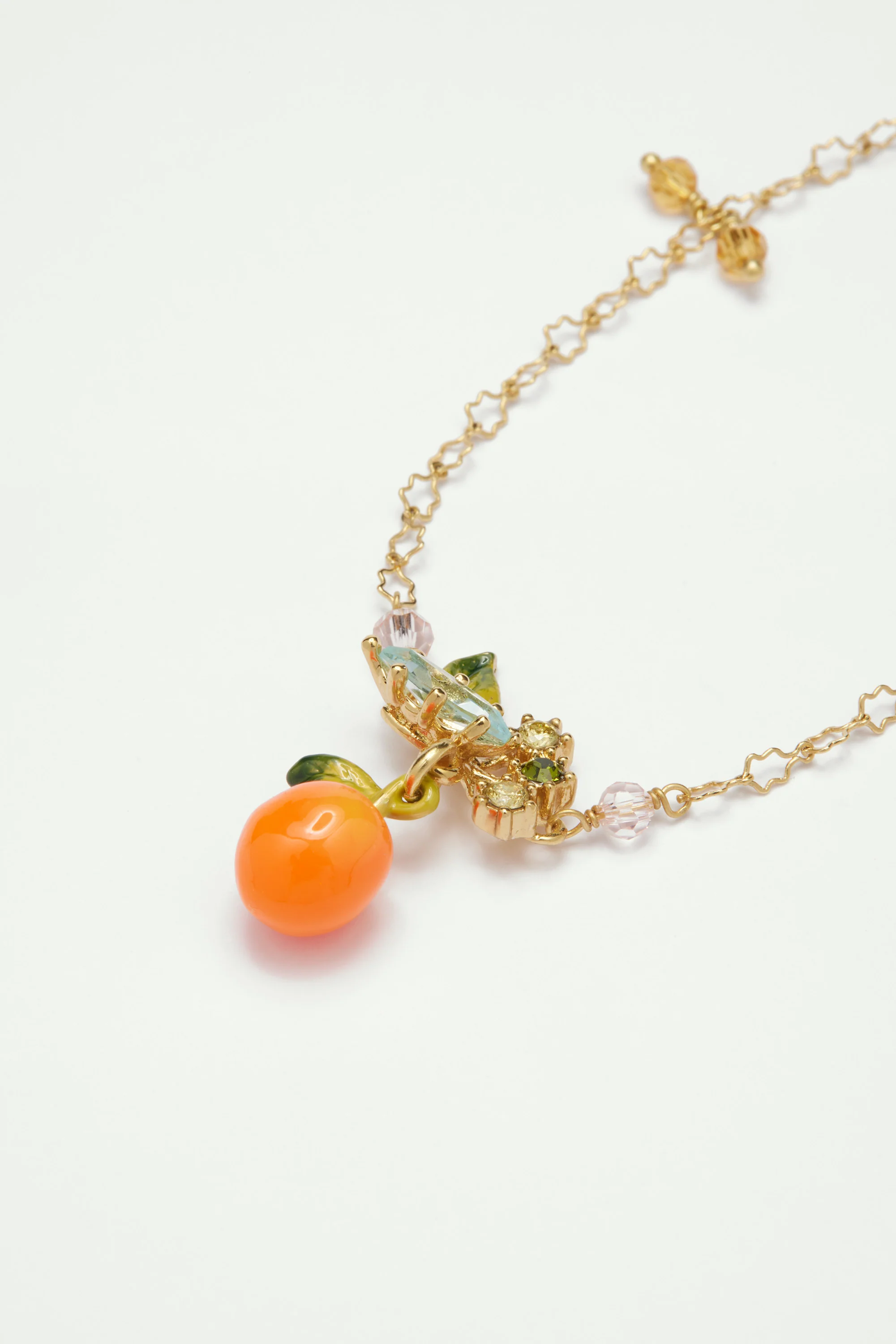Bracelet fin orange et petites feuilles - Image 3