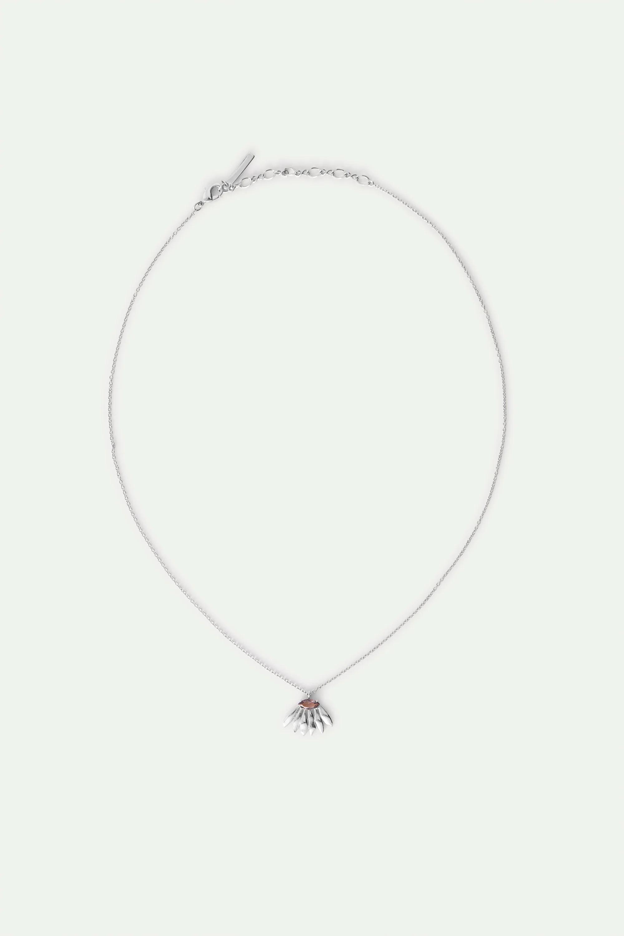 Collier pendentif argenté fleur de tournesol et pierre violette - Image 4