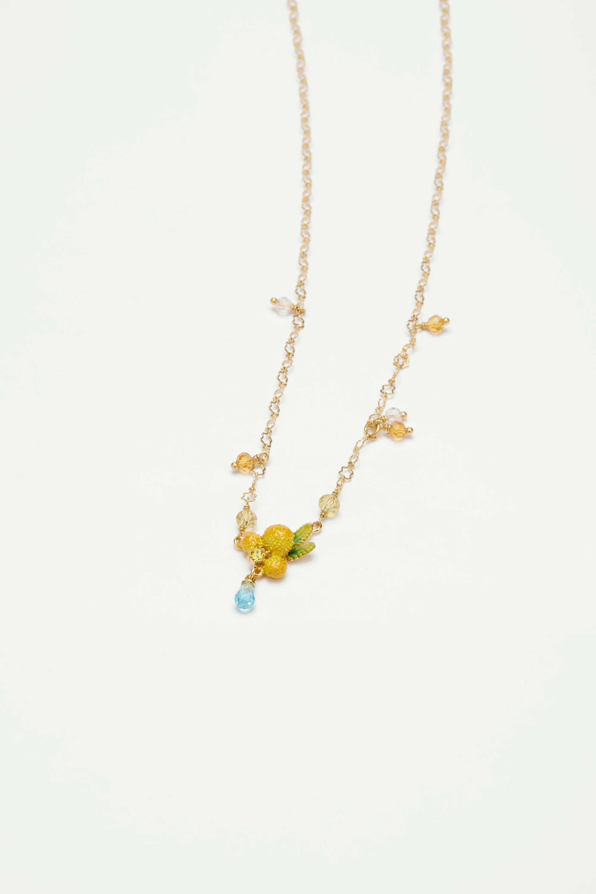 Collier pendentif fleur de mimosa et petites perles - Image 5