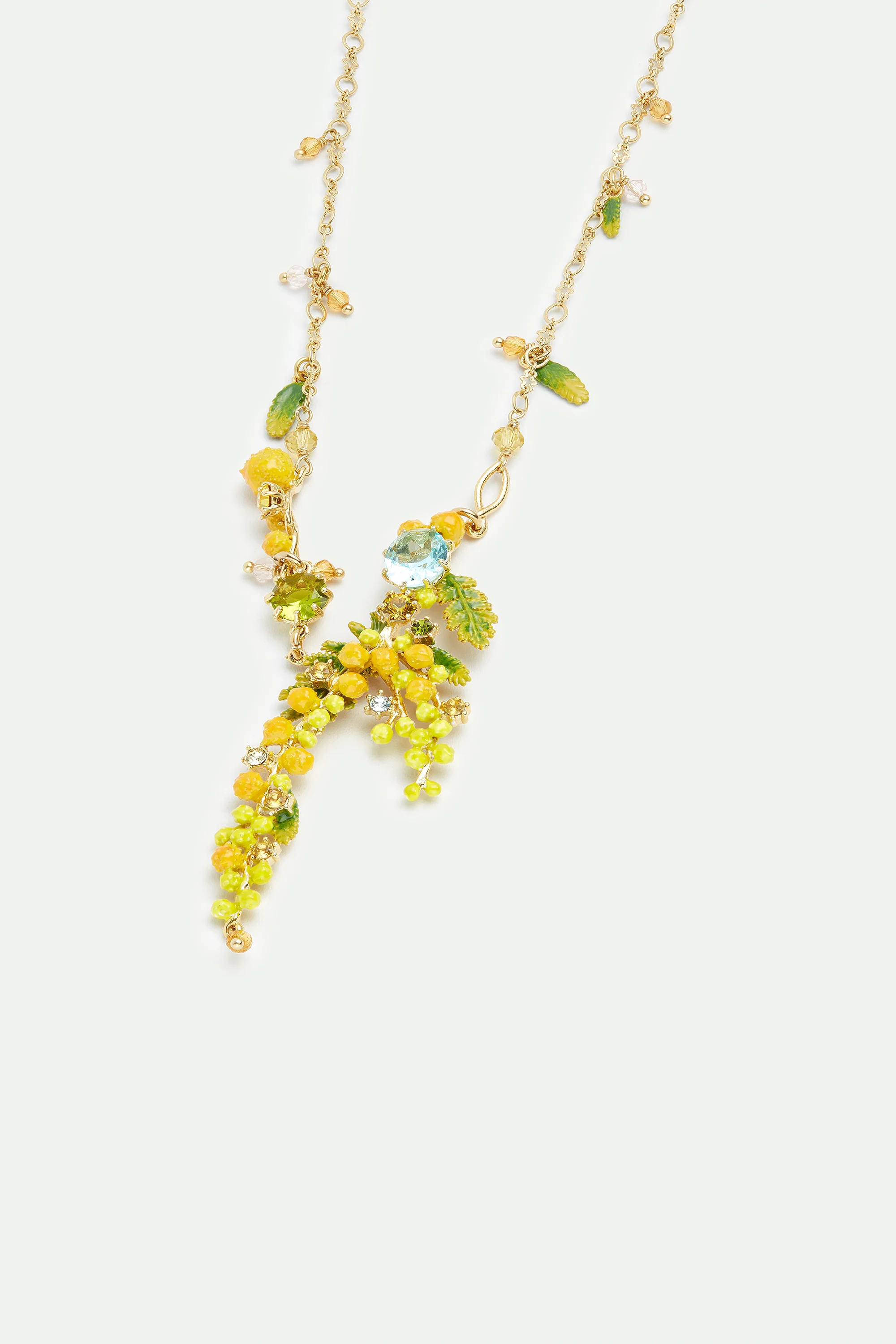 Collier plastron branches de mimosa, fougères et petites feuilles - Image 3