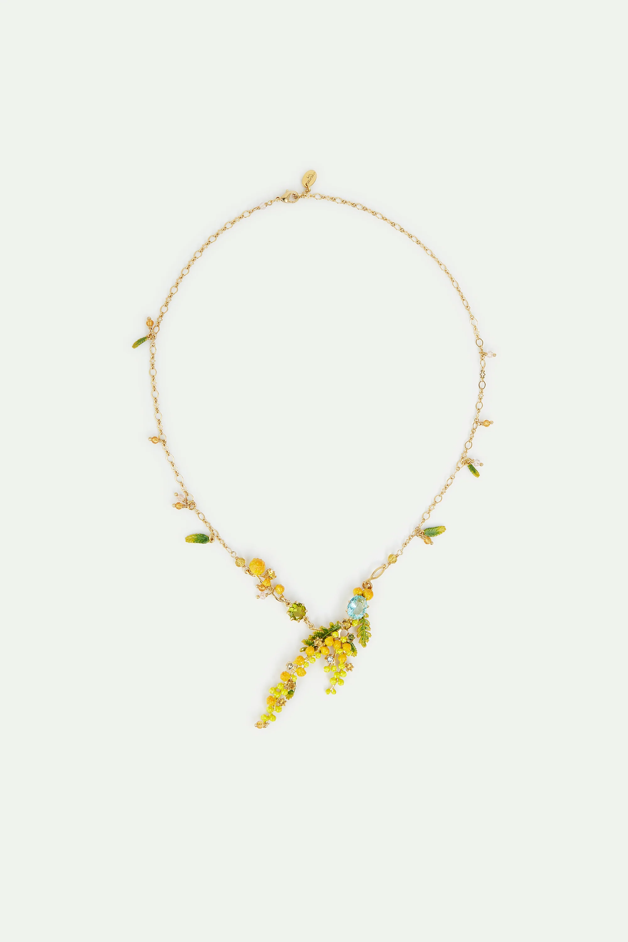 Collier plastron branches de mimosa, fougères et petites feuilles - Image 4