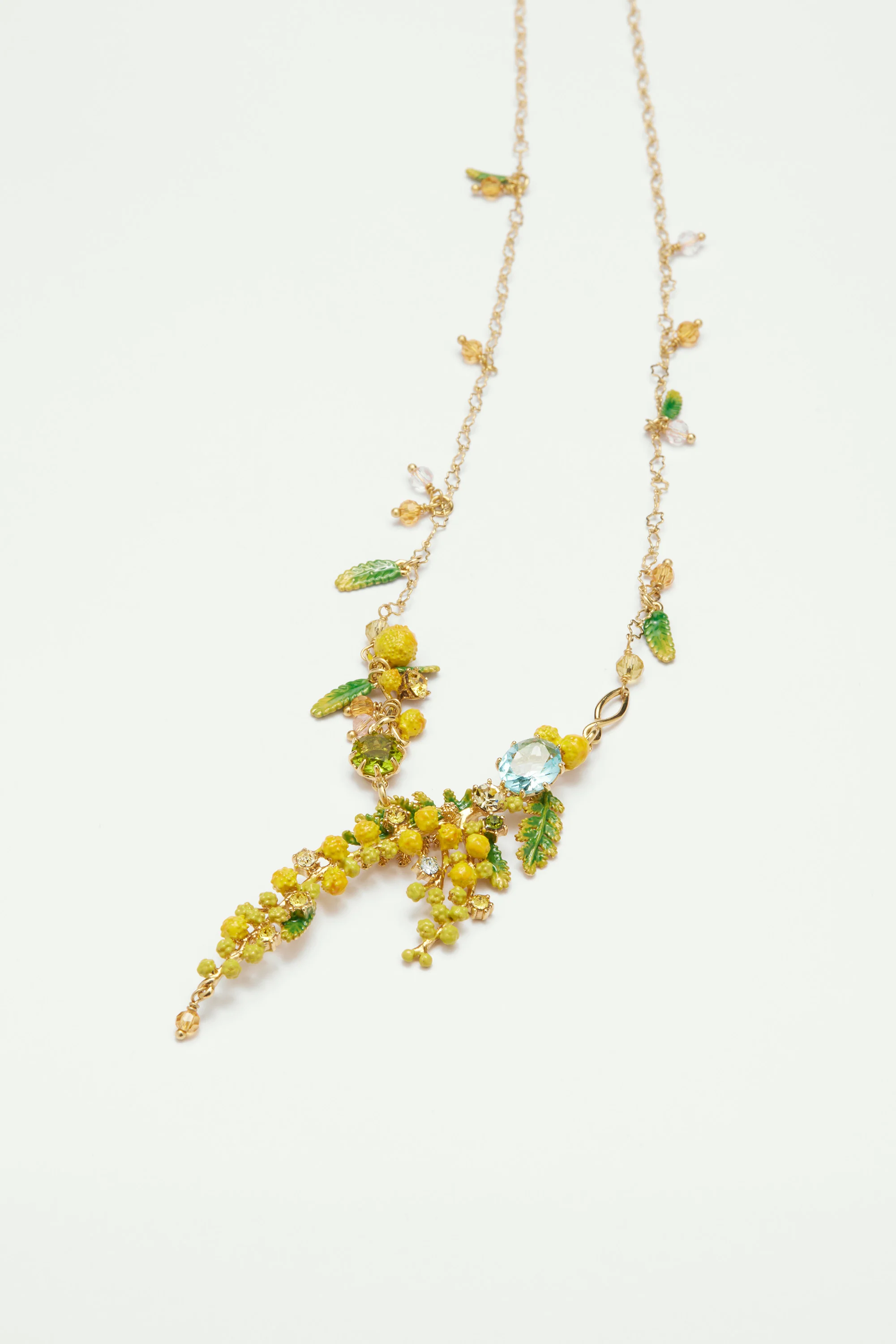 Collier plastron branches de mimosa, fougères et petites feuilles - Image 5