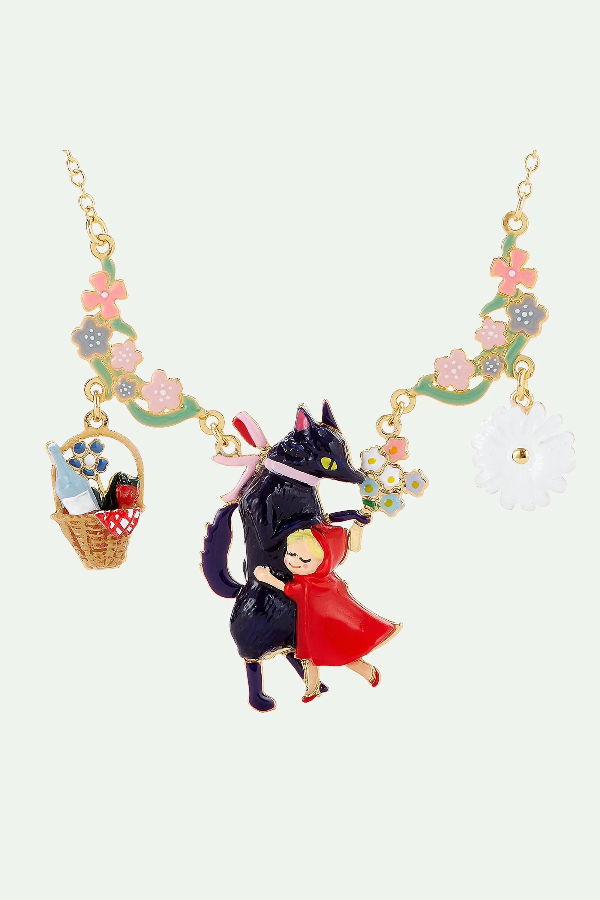Collier plastron fleuri le grand méchant loup et le petit chaperon rouge - Image 3
